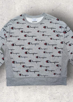 Champion jumper with logo all over hotsell