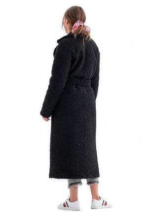 Шуба женская длинная, зимняя теплая, фабричное качество, бренд, дизайнерская, однотонная, черная6 фото