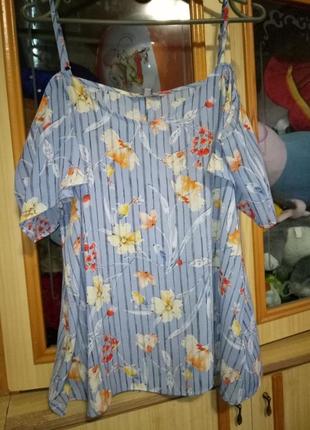 Легкая шифоновая майка блузка цветочный принт1 фото