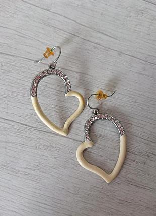 Серьги сердце  сережки эмаль
