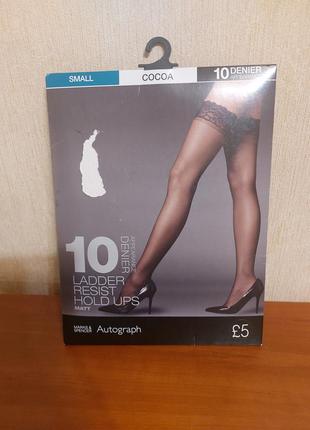 Фирменные чулки с ажурной резинкой m&s atmosphere