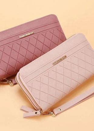 Стильний жіночий гаманець-портмоне зі штучної шкіри. (темно рожевий)2 фото