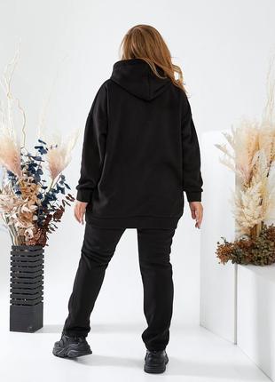 Женский спортивный костюм на флисе brooklyn oversized оверсайз повседневный черный мокко зима осень зимний осенний теплый батал больших размеров3 фото