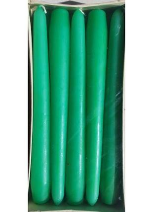 Свічка зелена h-19 см (у коробці 10 шт.)1 фото