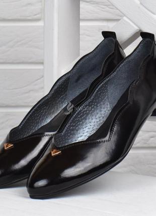 Классические туфли женские кожаные mida мзс черные лакированные 21983 1345 фото