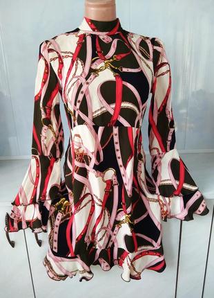 Шикарне плаття zara з актуальними принтом ланцюга розмір xs