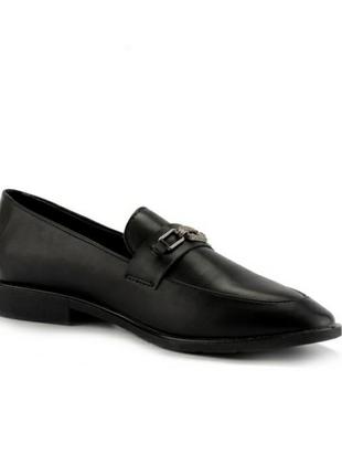 Стильные черные туфли балетки лоферы без каблука низкий ход модные красивые4 фото