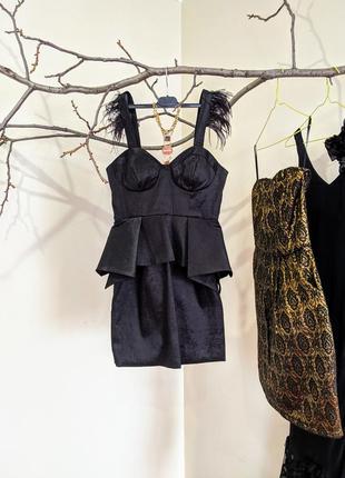 Платье черное мини чёрное короткое