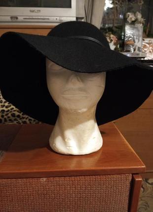Ещё одна-шерстяная-100%,эффектная,широкополая,угольно-чёрная шляпа, h&m1 фото