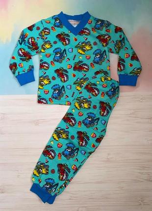 Пижама байка (футер) для мальчика 92- 98,  98-104 см "тачки"1 фото