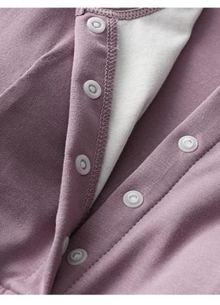 Нічна сорочка піжама для годуючих мам трикотажна на кнопках рене фіолетова м4 фото