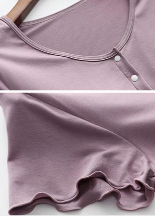 Нічна сорочка піжама для годуючих мам трикотажна на кнопках рене фіолетова м3 фото