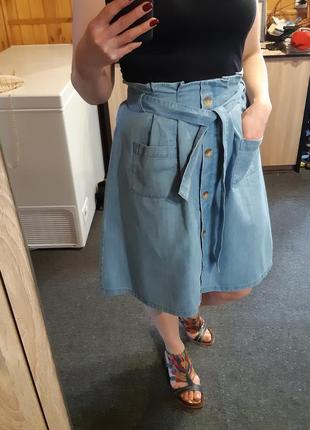 Стильная джинсовая юбка с карманами, yessica, p. 38-404 фото