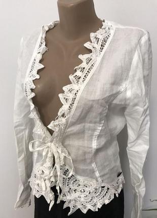 Льняная блуза~кардиган пог-53см3 фото