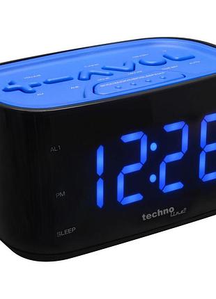 Годинник настільний з радіо technoline wt465 black/blue (wt465 blaue)4 фото