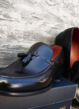 Чоловічі туфлі лофери із натуральної шкіри, чорні сенсор україна5 фото