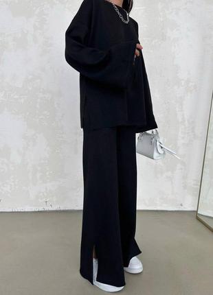 Костюм женский трикотажний штани палаццо с розрезом кофта туника