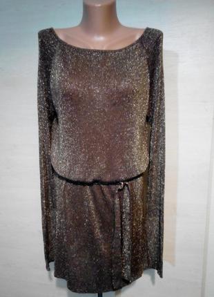 Шоколадное люрексовое  платье1 фото