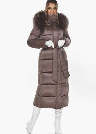 Жіночий брендовий якісний теплий пуховик пальто воздуховик з хутром лами braggart angel's fluff до -30градусів