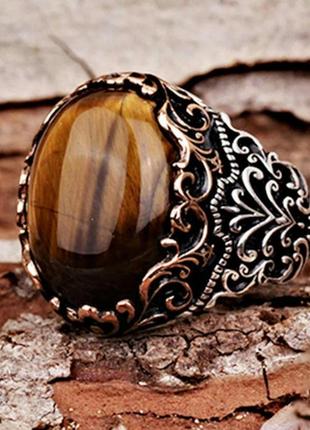 Перстень/печатка, кольцо с имитацией тигрового глаза