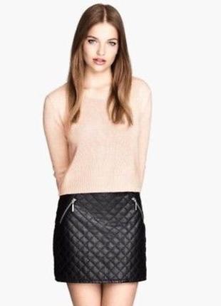 Чорна шкіряна спідниця єко шкіра міні спідниця