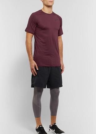 Спортивна футболка з стягуванням nike pro mesh dri-fit training breathe t-shirt burgundy