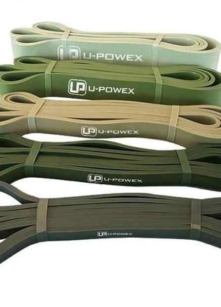 Петли резиновые спортивные эластичные для тренировок резинка для фитнеса u-powex set 5шт. (3.6-56-7kg) olive4 фото