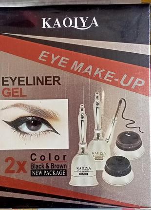 Гелевая подводка для глаз. набор: черная и коричневая. 5 мл + 5 мл.