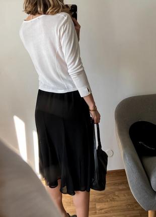 Шифоновая юбка миди черного цвета8 фото