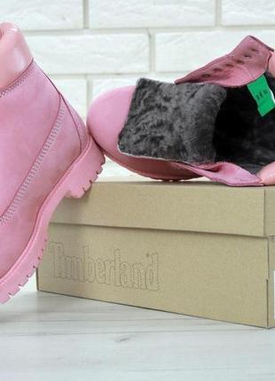 Зимние женские ботинки timberland winter pink (мех) 392 фото