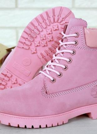 Зимние женские ботинки timberland winter pink (мех) 39