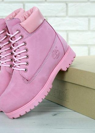 Зимние женские ботинки timberland winter pink (мех) 393 фото