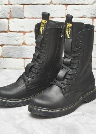 Демисезонные мужские высокие ботинки/сапоги dr. martens из натуральной кожи3 фото