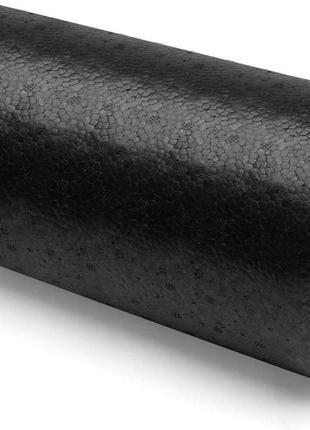 Ролик масажний роллер спортивний тренувальний для йоги і фітнесу гладкий u-powex epp (30*15cm) black ku-22