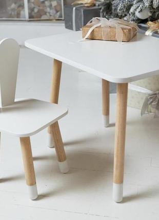 Столик детский прямоугольный со стульчиком зайчик 46х60х45 см белый (230411)3 фото
