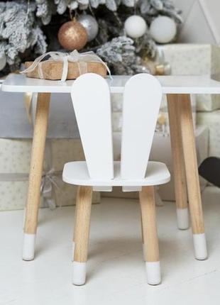 Столик детский прямоугольный со стульчиком зайчик 46х60х45 см белый (230411)2 фото