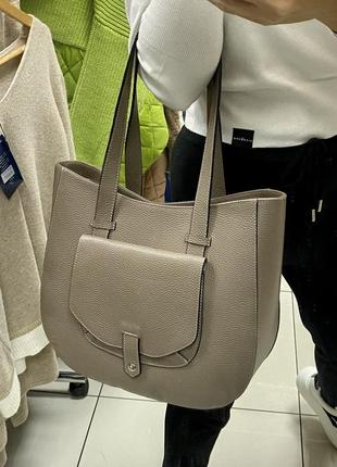 Сумка шкіряна жіноча тауп італійська сумка шкіряна сумка жіноча на плече8 фото
