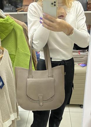 Сумка шкіряна жіноча тауп італійська сумка шкіряна сумка жіноча на плече5 фото