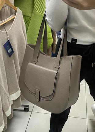 Сумка шкіряна жіноча тауп італійська сумка шкіряна сумка жіноча на плече7 фото