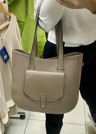 Сумка шкіряна жіноча тауп італійська сумка шкіряна сумка жіноча на плече6 фото
