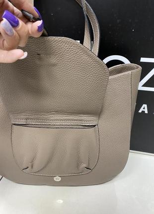 Сумка шкіряна жіноча тауп італійська сумка шкіряна сумка жіноча на плече3 фото