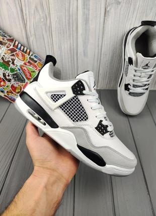 Зимові кросівки з утеплювачем nike air jordan 4 retro thermo white grey