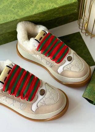 Тёплые зимние кроссовки на овчине gucci гуччи8 фото