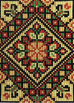 Алмазна мозаїка набір для творчості зі стразами українським орнаментом мандала 19*14 см1 фото