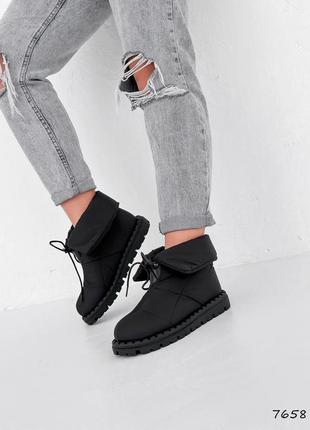 Стильові чорні зимові дутики,чоботи/черевики дуті жіночі,утеплювач еко-хутро,жіноче взуття на зиму4 фото