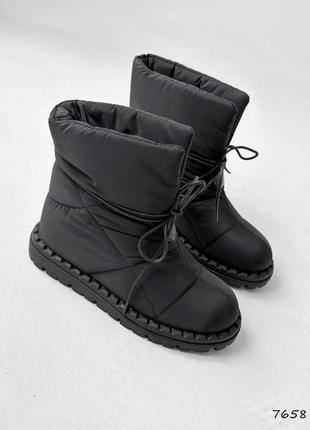 Стильові чорні зимові дутики,чоботи/черевики дуті жіночі,утеплювач еко-хутро,жіноче взуття на зиму2 фото