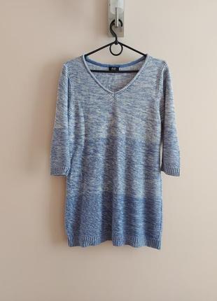 В'язаний светр, пуловер блакитний перехід кольорів бавовна, р. 42