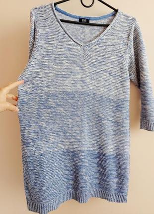 Вязаный свитер, пуловер голубой переход цветов хлопок, р. 422 фото