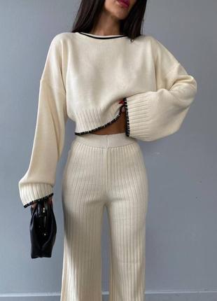 Турция костюм укороченный свитер и брюки премиум 🍂 хит продажи!9 фото