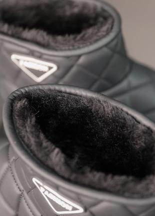 Трендовые зимние черные женские угги, утеплитель натуральный мех, экокожа,женская...